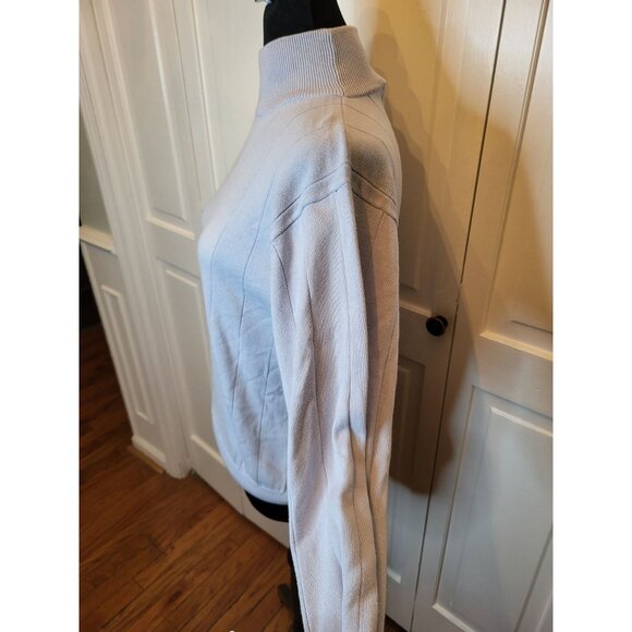 Baby Blue Ribbed Mock Neck Sweater M Dress Barn Old Money Winter Preppy Cottage - Picture 5 of 7